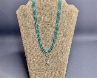 Tourmaline beaded, Opal, and Diamond Necklace