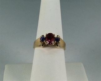 Amethyst and Pink Topaz Gold Ring