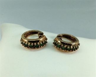 Emerald 14k Gold over Sterling Earrings