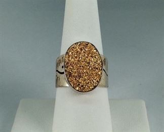 Crushed Gold Sterling Ring
