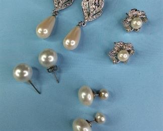 Pearl like Earrings (4) pairs