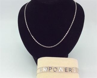 Empower Bracelet and Silver Necklace