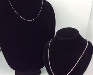 Set of (2) Sterling Silver Chain Necklaces