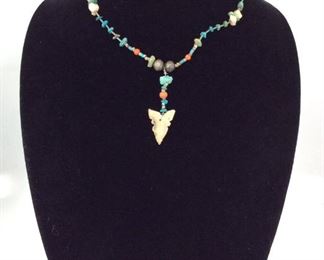 Arrowhead Turquoise can Coral Necklace