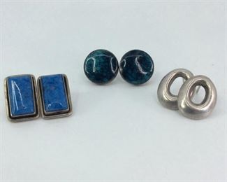 Turquoise Sterling Earrings (3) pairs