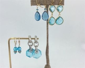 Blue Topaz Earrings (4) pairs