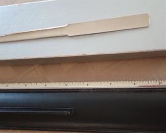 Vintage desktop sheath letter opener and ruler (made in Italy) 