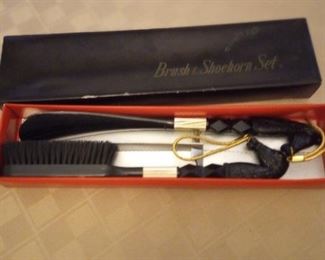 Vintage Brush and Shoe Horn Horse Head Set