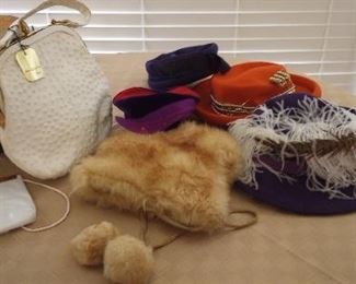 Vintage hats and purses
