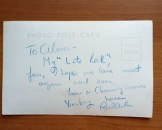 Back side of photo post card with signature of Paul Anka