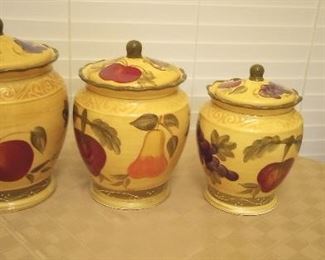 3-piece Casa Vero by A.C.K. Tuscan hand-painted canister set - fruit motiff