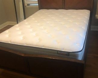 Queen Size Wood Bed, Queen Mattress and Box Spring