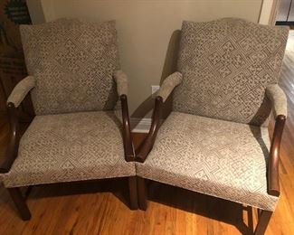Fabric and wood occasional chairs