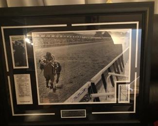 1973 Secretariat photo custom framed with race form. Certificate of authenticity.  