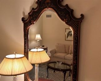 Carved wood handpainted mirror
