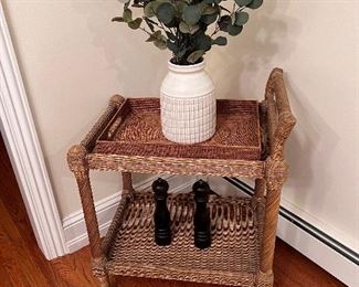 Wicker bar cart unusual