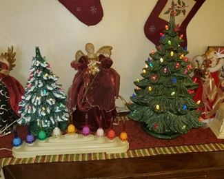 Vintage Ceramic Lighted Christmas Trees, Angels, Christmas Decor