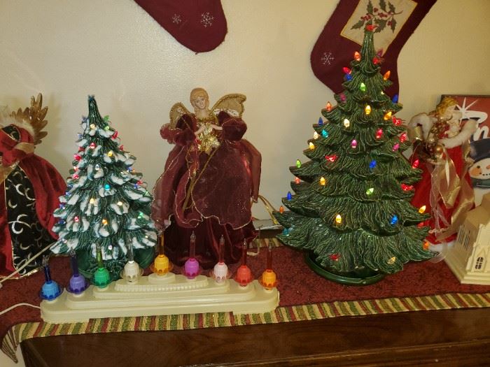 Vintage Ceramic Lighted Christmas Trees, Angels, Christmas Decor