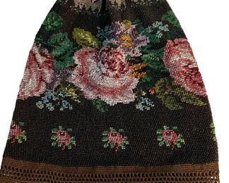 Vtg Brown and Floral Beaded Hat