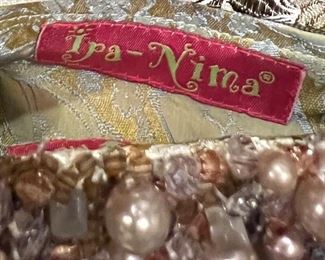 Ipa Nema Fabulous Bag w maybe Bakelite Ornate Handles and Beaded Accent Hanoi Made