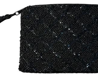 Black Beaded Zipper Bag no name