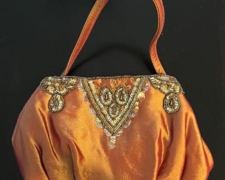 Shimmery Copper Bag w Beaded Accent Menbur