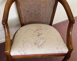 Curved Cane Back Chairs Vtg pair