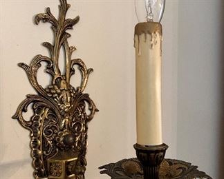 Vtg Brass Sconces Pair