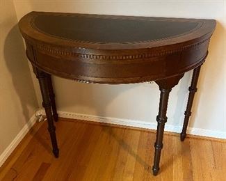 Hickory Leather Top Demilune table