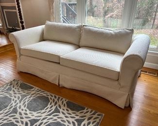 Drexel white upholstered slip-covered sofa