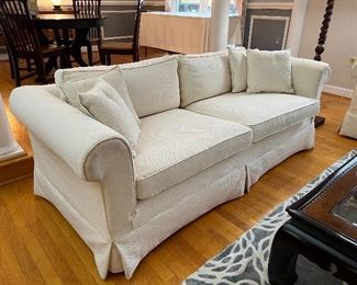 Drexel white upholstered slip-covered sofa