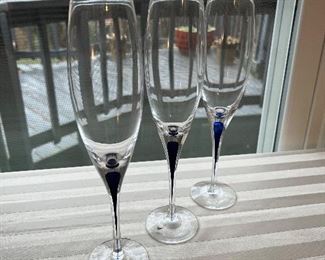 Orrefors crystal champagne flutes (3pc)