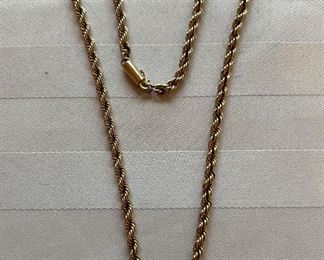 14K Gold braided tennis necklace