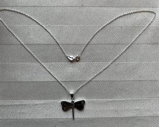 Sterling Silver necklace with Sterling Silver firefly pendant