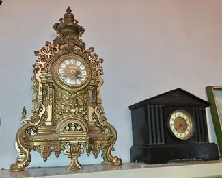 Vintage Imperial Clock, Black Marble Mantle Clock