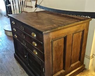 Antique Map Desk/Printer's Desk, Crosscut Saw