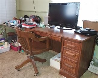 Desk, Antique Office Chair