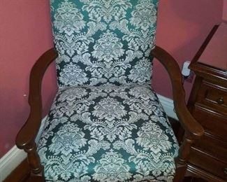 Reupholstered retied spring seat, all wood chair with custom upholstery.