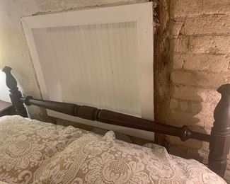 rolling pin headboard on Jahn bed. Adapted for queen mattress.Memory foam mattress included