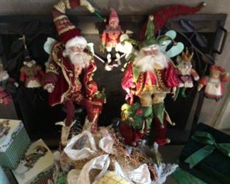 Mark Roberts Santa fairies and House of Hatten vintage ornaments. 