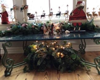 Gorgeous 4’x3’ heavy glass and metal coffee table.