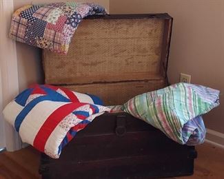Antique Trunk with Quilts