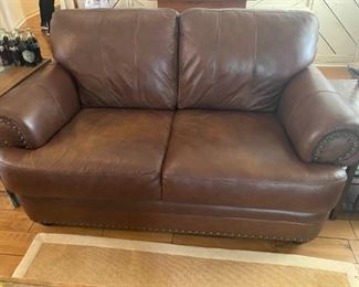 Brown Leather Loveseat Chair
