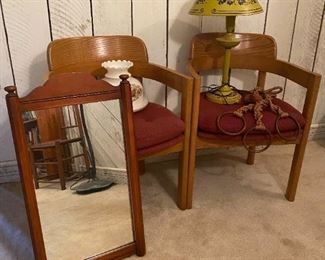 Vintage Club Chairs, Lamp, Macrame
