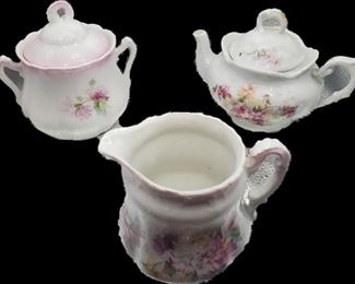Vintage Porcelain Teapot, Sugar Bowl, Creamer