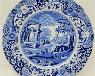 Spode Italian Plate - Hand Applied Lithographs - Blue/White (7.5")