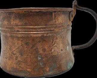 Antique Copper Cup with Wrought Iron Handle