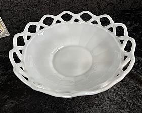 White Pitman Dreitzer Shallow Milk Glass Bowl 11" 