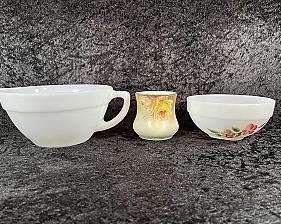 Fire King 6" Gay Fad Peach Blossom Bowl, Fire King Mixing Batter Bowl 7.5" 