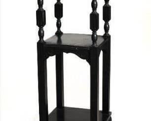 Antique Victorian Ebonized 3-Shelf Plant Stand w/ Incised Design and Paw Feet (12” x 12” x 34”H)